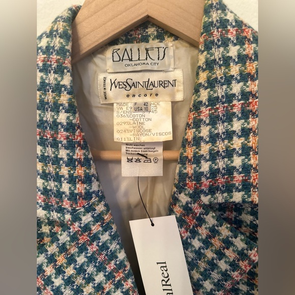 Yves Saint Laurent Tweed Pattern Blazer, Size 10 - Picture 5 of 14